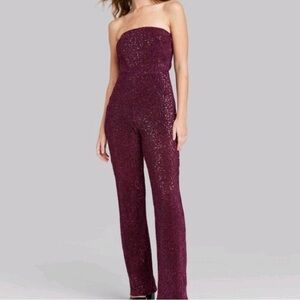 Burgundy/wine sequin Holiday jumpsuit, NWT! XL